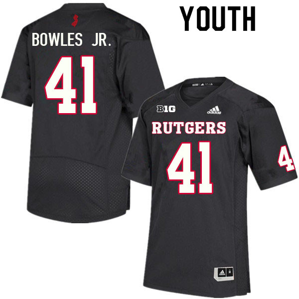 Youth #41 Todd Bowles Jr. Rutgers Scarlet Knights College Football Jerseys Sale-Black - Click Image to Close